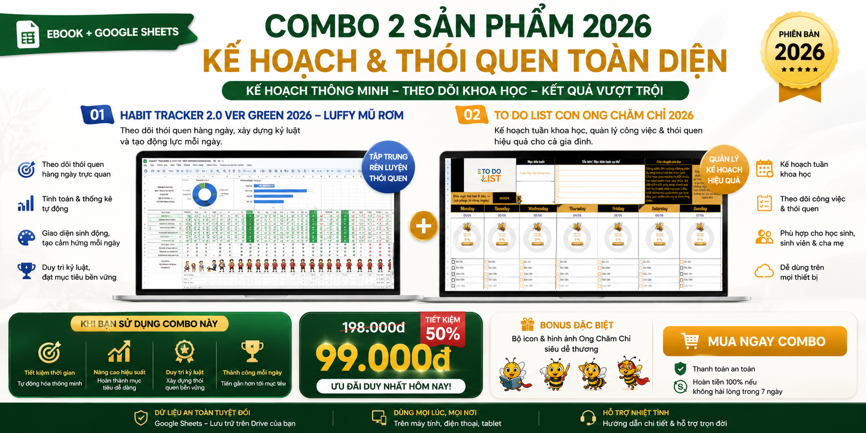 HabitKit Combo 2 Sản Phẩm 2026 — Kế Hoạch & Thói Quen Toàn Diện